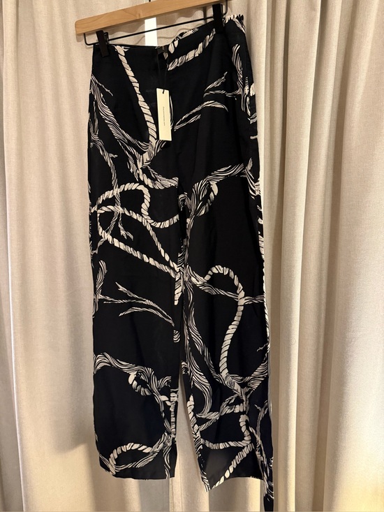 Commense Pants - Commense Black Wide-Leg Rope Print Pants S